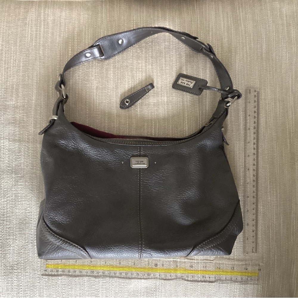The Sak Gray Leather Shoulder Bag